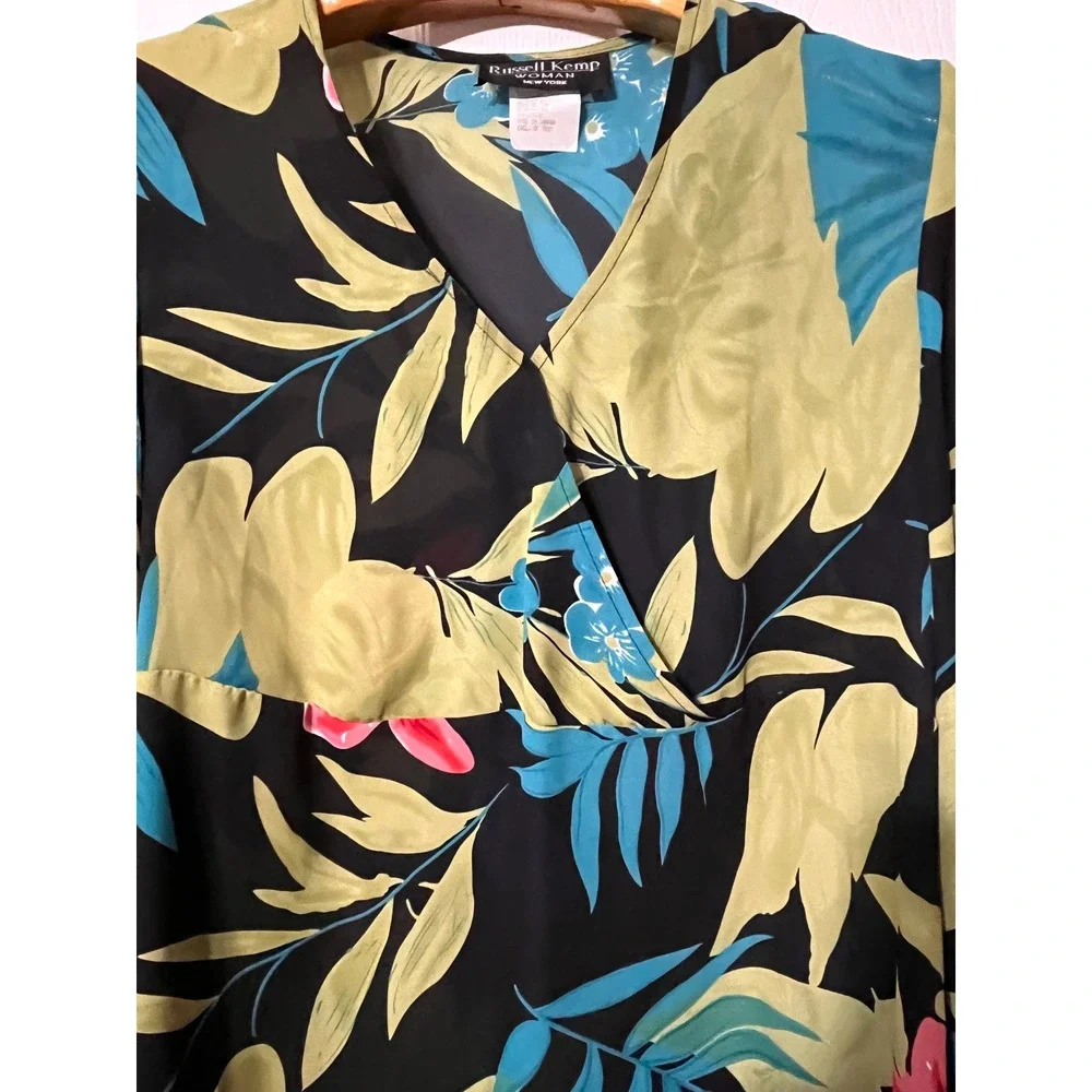 Russell Kemp Woman Tropical Floral Skirt Set 2pc Black Green‎ Blue Pink 14/16